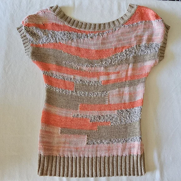 American Eagle Outfitters Colorblock Knit Top - Coral and Beige - Picture 2 of 3